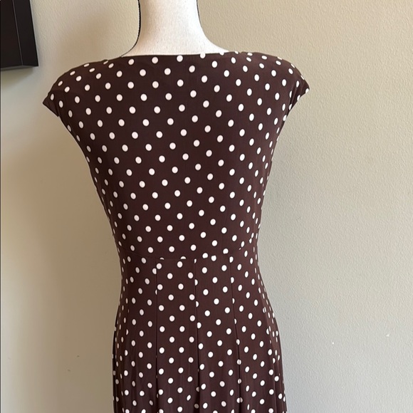Elegant Brown Polka Dot Dress - Picture 5 of 6